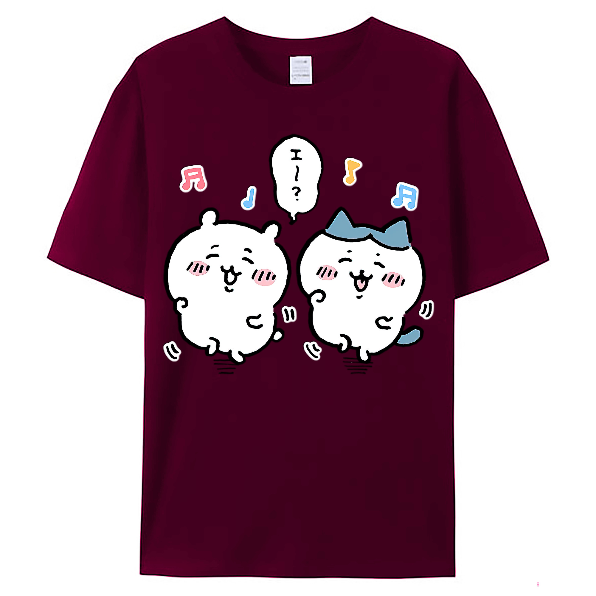 （画像用） ちいかわ ハチワレ Chii-kawa hachiware レディースカジュアルプリントTシャツ（綿100％）